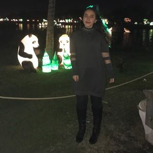 TOBI Gray long sleeve mesh insert dress